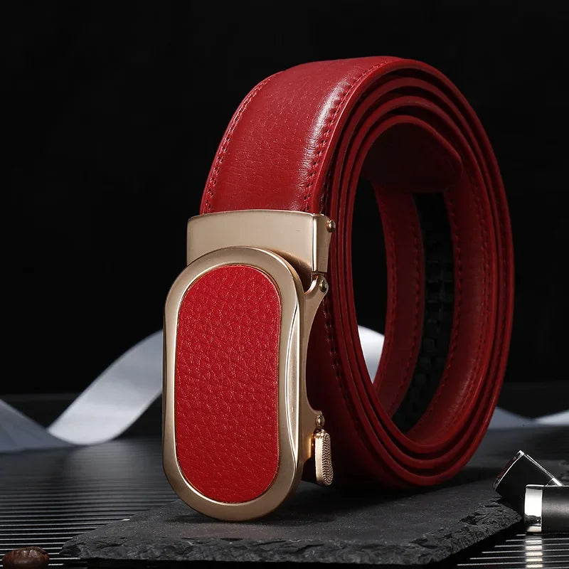 Gemstone Blue Belt for Men and Women Automatic Buckle Belts Fashion Casual Cinturon Female Waistband Green White Black Brown Red