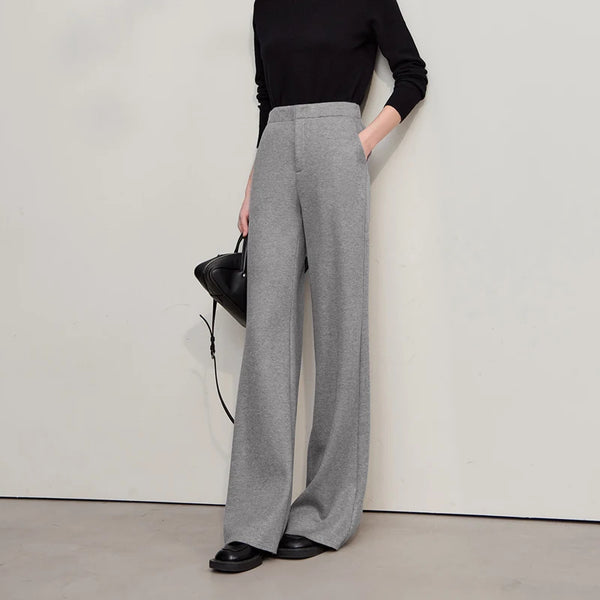 AMII Minimalism Pants For Woman 2026 Winter New Commuter Knitted Wide-leg Pants Casual Loose Versatile Woman Trousers 12544092