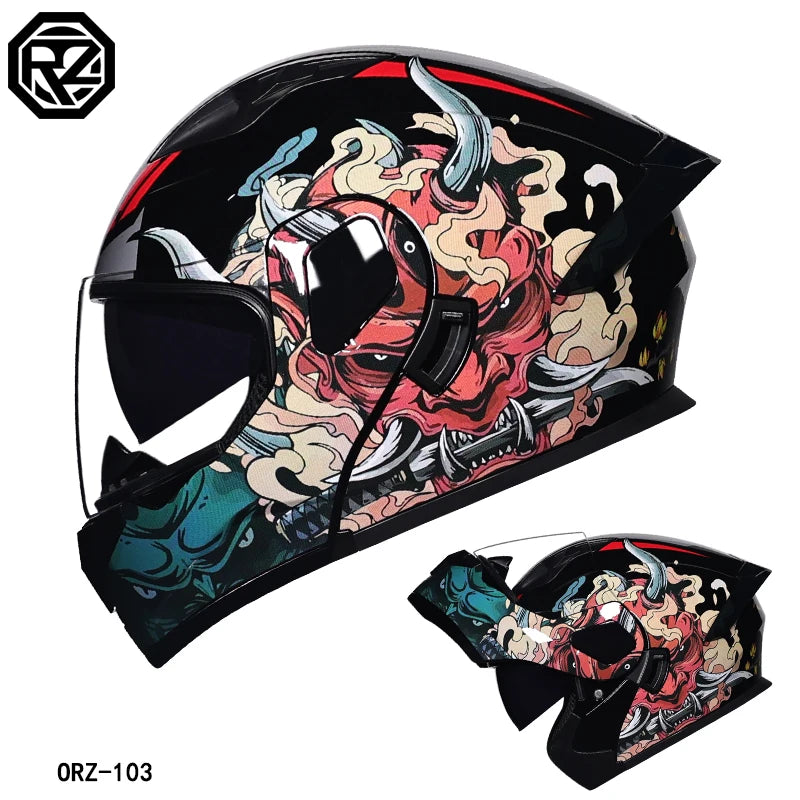 2023 New Arrival Men Motorcycle Professional Racing Flip Up Helmet ABS Material Modular Dual Lens Helmets DOT Certification