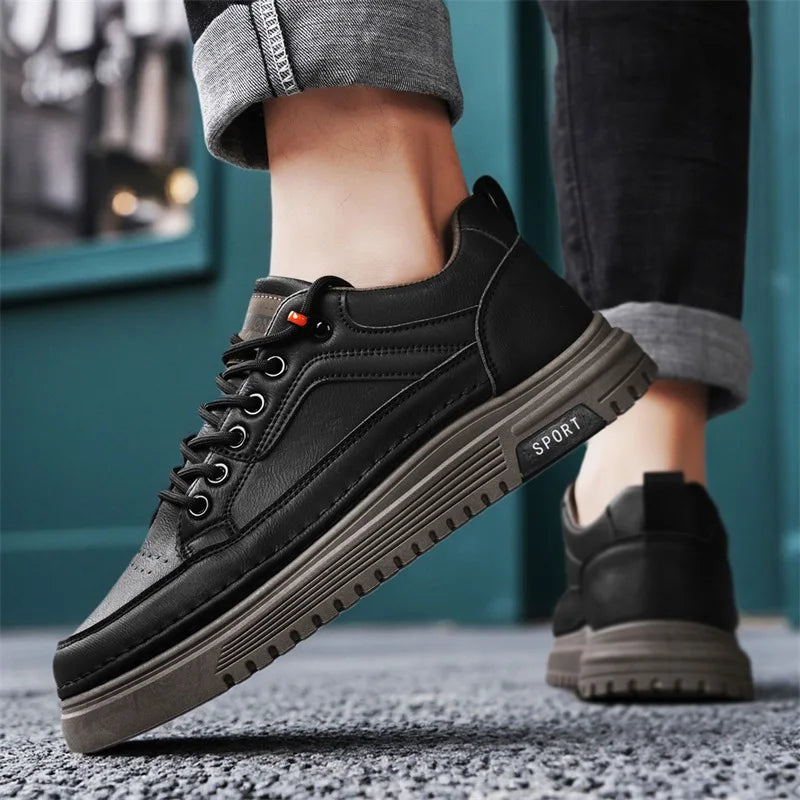 Students casual white shoes spring new soft-sole anti-slip comfort flat outdoor walking shoes men's thick-sole sports board shoe