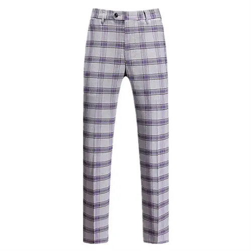 2026 New Men's Striped Suit Pants, Fashion Slim Trousers, Wedding Party Dress Pant Men Red Gray Purple Pantalones Hombre M-6XL