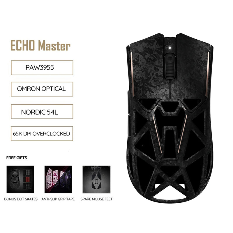 Akko Echo Master Ultra Gaming Wireless Mouse Carbon Fiber PAW3955 PAW3950 8K Polling Rate 65000DPI 55g Lightweight Esports Mouse