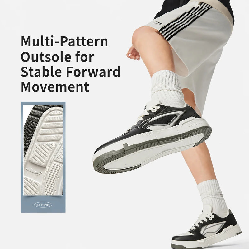 ស្បែកជើងបុរស Li-Ning COMMON 80S Lifestyle ស្បែកជើងកីឡាបែបបុរាណ ងាយស្រួលពាក់ ស្បែកជើងកីឡាបែប LiNing បែបបុរាណ AGCW037