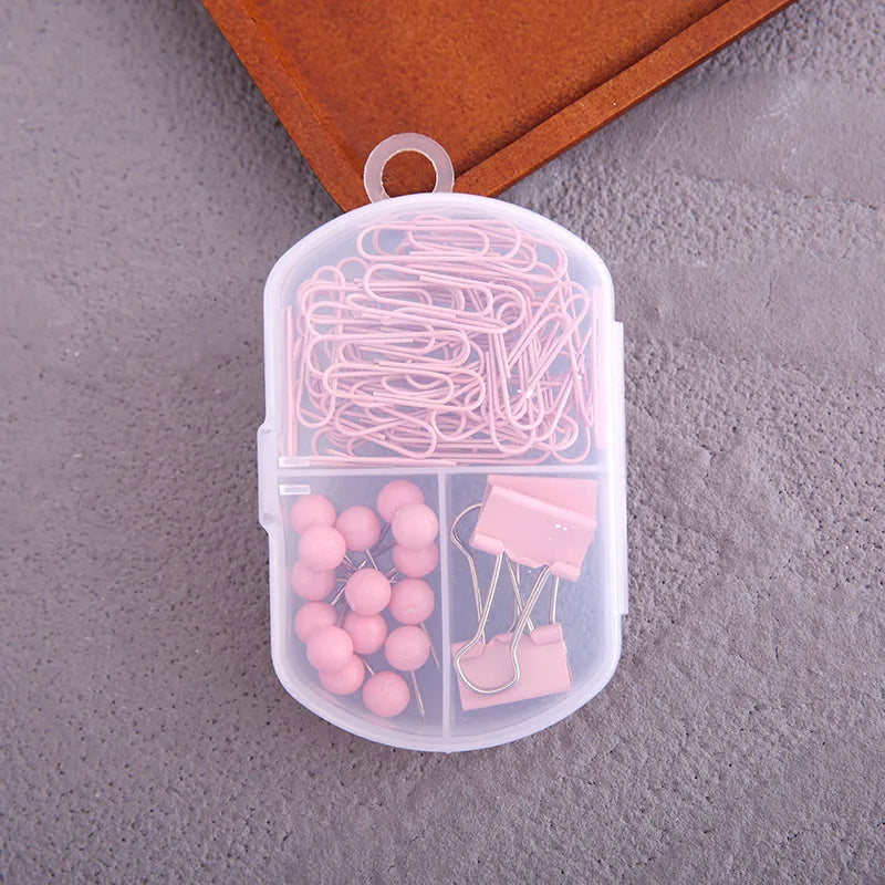 1set 3-in-1 Stationery Set - Cute Paper Clips, Binder Clips & Thumb Tacks Combo for School  Office Accessories, stationery