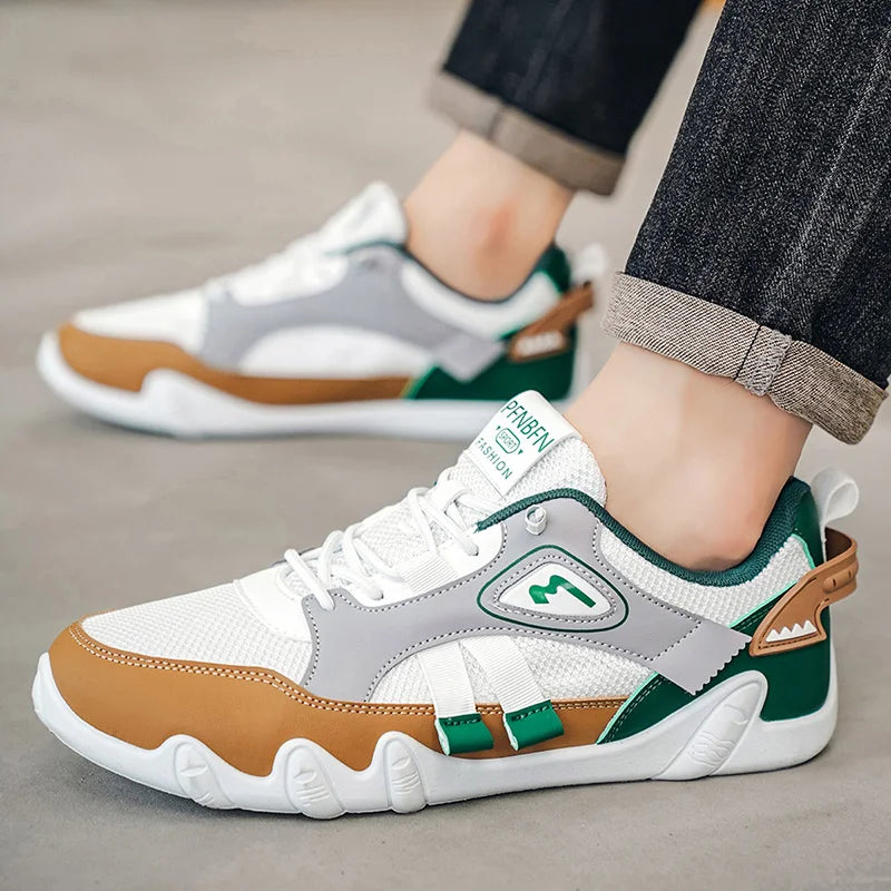 Men's flat casual shoes four seasons fashion soft-sole anti-slip comfort outdoor walking breathable light running sports shoes