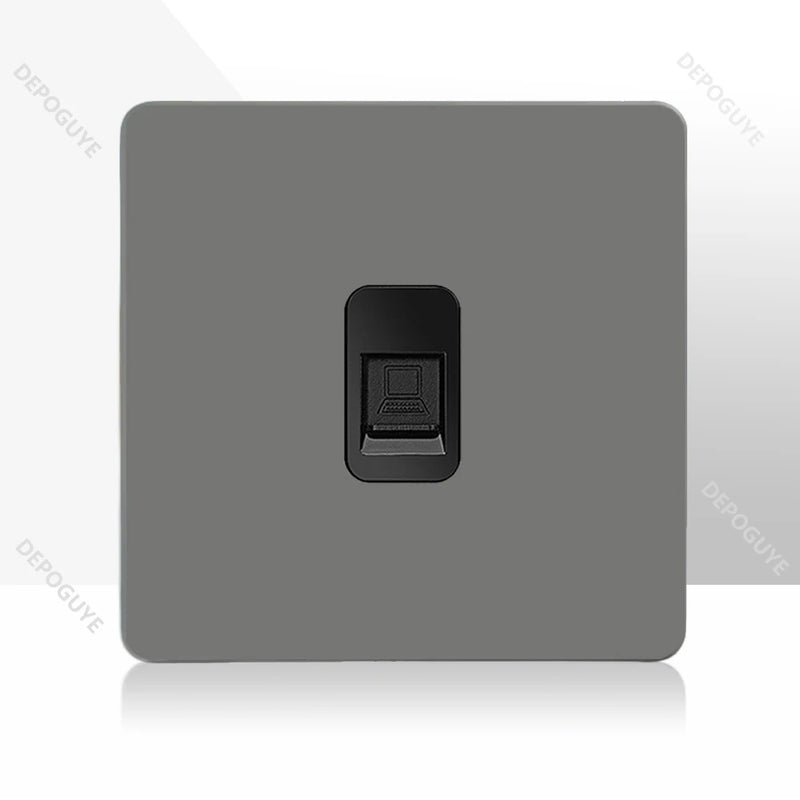 Retro Toggle Switch 1-4 Gang 2 Way Light Switch,EU French Plug Power Outlet Socket With Dual USB Stainless Steel Panel 86 Type