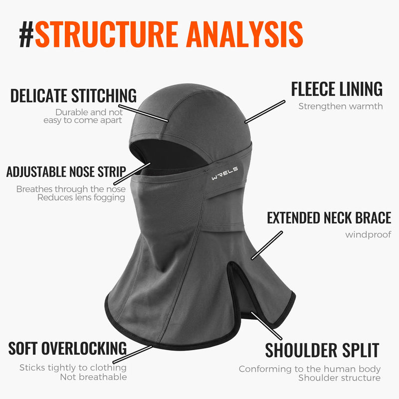WRELS Balaclava Ski Mask Windproof Thermal Full Face Mask Fleece Anti-Cold Winter Motorcycle Cycling Men Women Outdoor Sport Cap