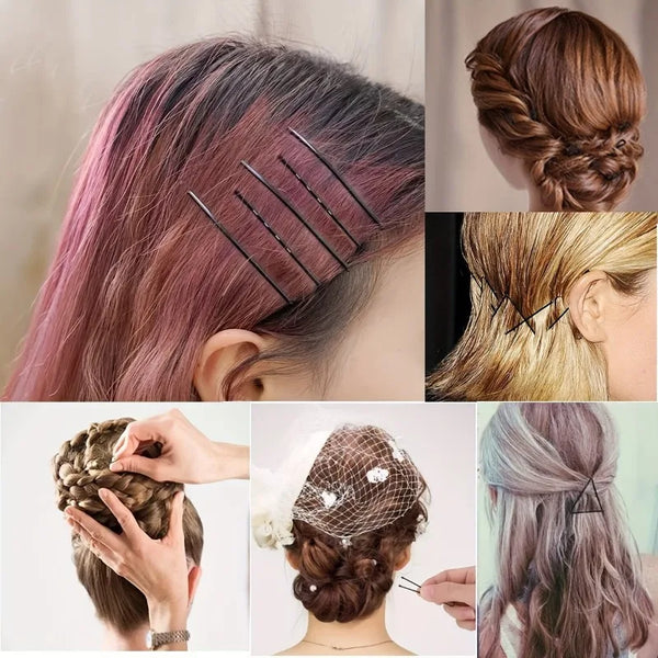 10/20pcs Invisible Wave Bobby Pins,Durable Metal Hair Clips for Women, Simple Solid Color Barrettes with Storage Box.Hairpin