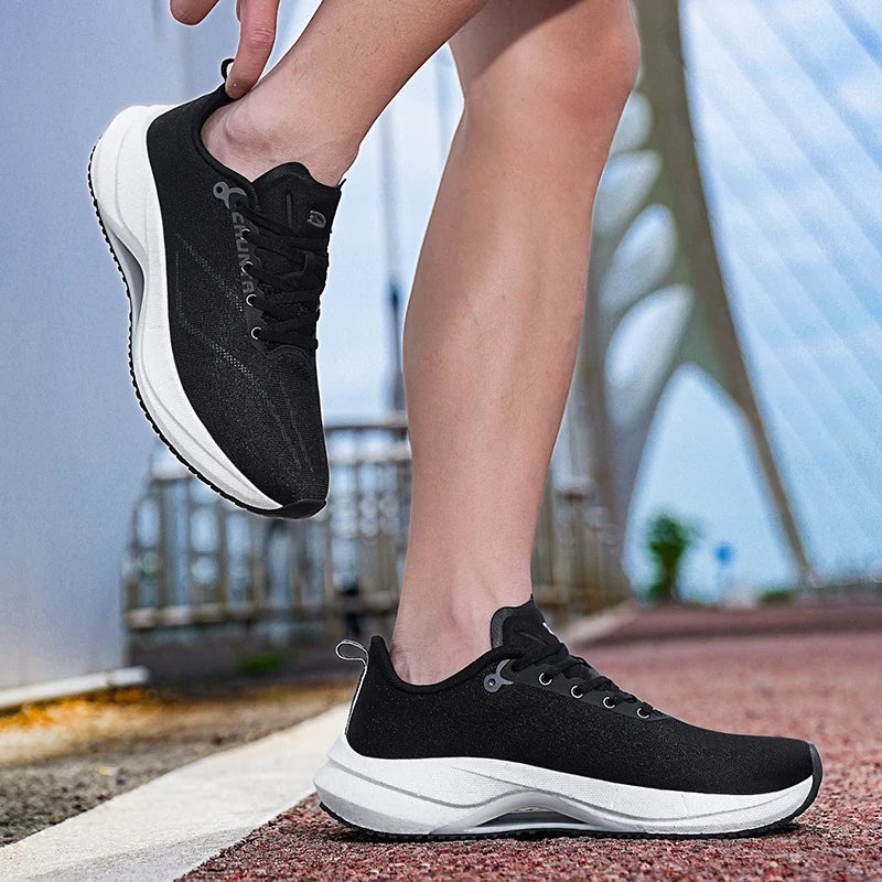 Men women casual sneakers four seasons breathable comfort soft-sole outdoor speed running shoes couple light racing sports shoes