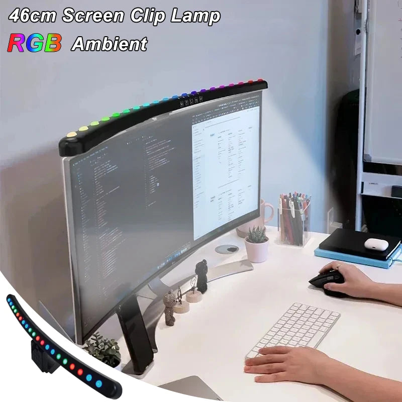 46CM Straight or Curved LED Computer Display Light Bar USB RGB Lighting Stepless Dimming Timing Lamp for Study Reading Home Offi