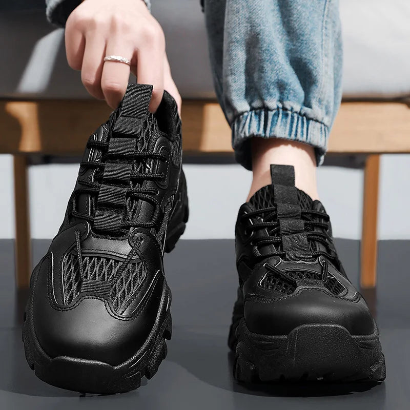 Men's Thick sole casual sneakers summer new soft-sole anti-slip breathable lightweight running shoes student speed sports shoes