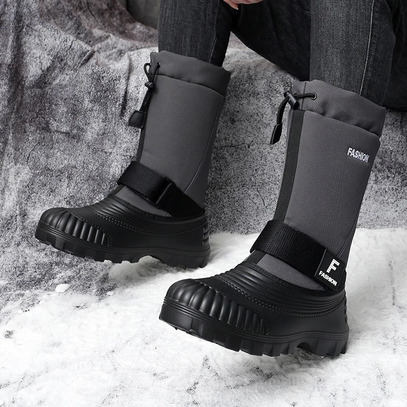 Men's high-top casual snow boots winter warm velvet cotton boots soft sole non-slip comfort outdoor walking thicken work boots