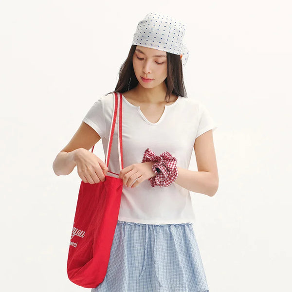 អាវយឺតស្ត្រី Semir ឆ្នាំ ២០២៦ ខ្លីស្តើង ធ្វើពីកប្បាស លីនីន រឹង ស្មាធម្មតា ឆើតឆាយ ធម្មតា ទន់