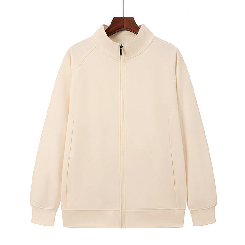 New Oxygen Cotton Super Soft Thick Stand-Up Collar Zipper Sweatshirt with Fleece Lining for Warmth in Autumn and Winter