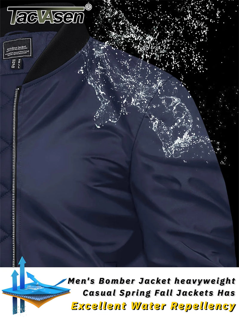 TACVASEN Winter Bike Jackets Mens Padding Thick Warm Pilot Jacket Outdoor Windproof Waterproof Hiking Jacket Windbreaker