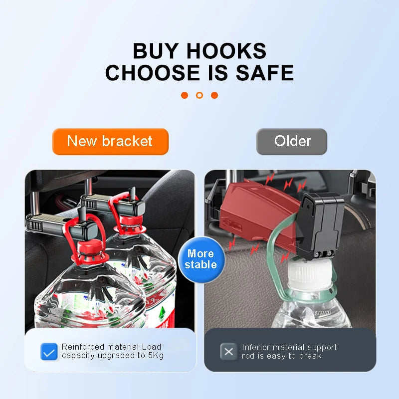 SEAMETAL 2-in-1 Multi-functional Car Headrest Phone Holder Auto Hidden Rear Seat Zero Rattling Hook Bracket for Car Accessories