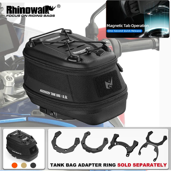 កាបូបដាក់ធុងសាំងម៉ូតូ Rhinowalk ធន់នឹងទឹក កាបូបស្ងួតខាងមុខរហ័ស សម្រាប់ Yamaha BMW Honda Ducati CFMOTO KTM