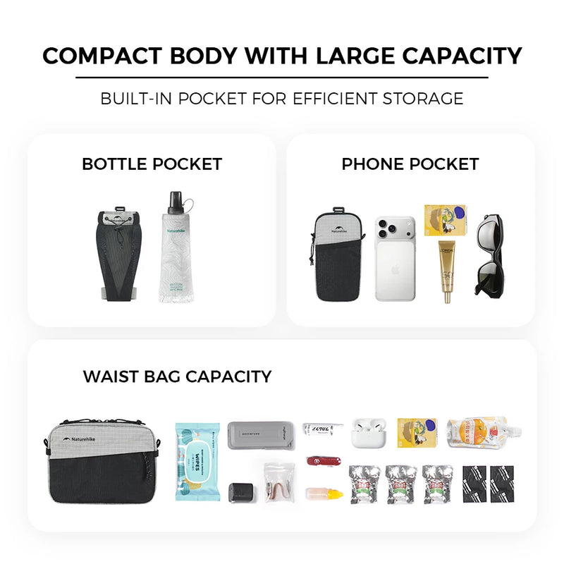 Naturehike Rock Accessory Pack 2L/2.5L Shoulder Bag Waist Bag Belt Bag Water Bottle Pouch Phone Pouch Waterproof Storage Bag
