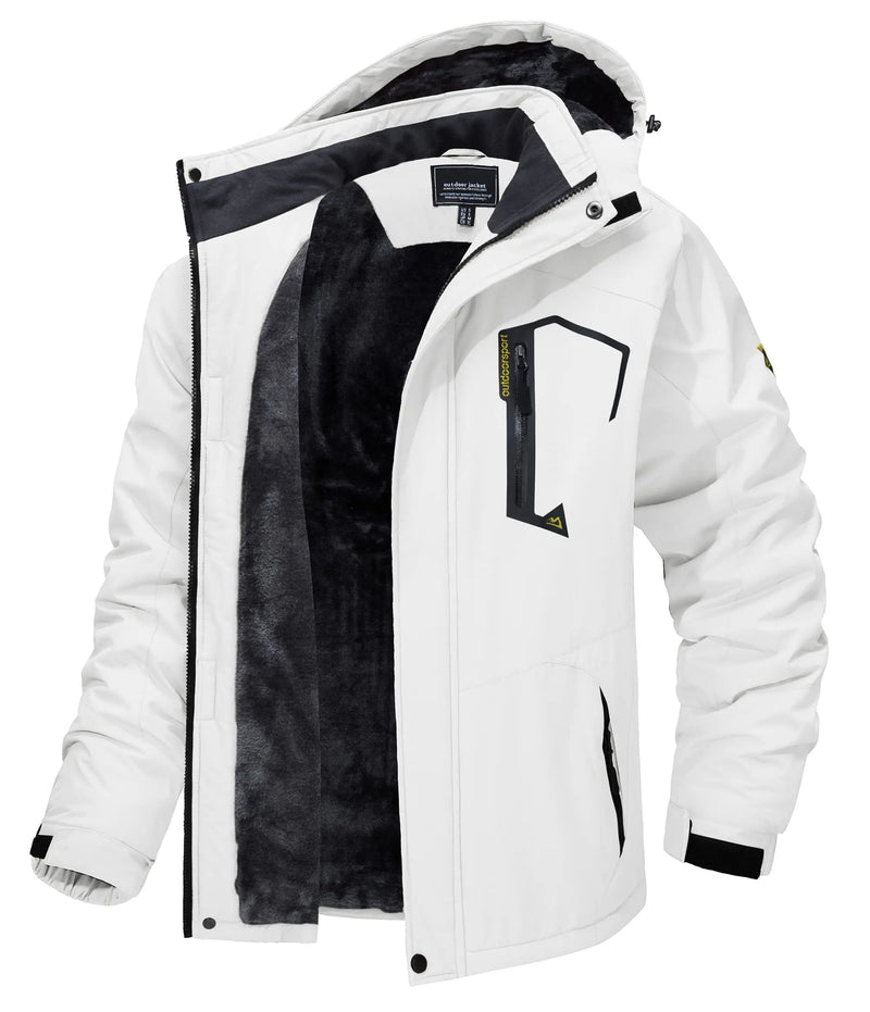 TACVASEN Mens Winter Parka Jackets Waterproof Fleece Lined Warm Ski Coats Outdoor Fishing Padded Jackets With Multiple Pockets