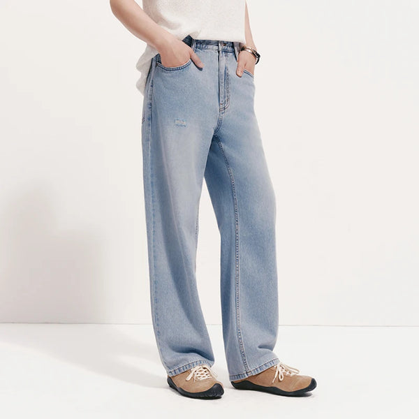 ខោបុរស Semir Denim រហែក ត្រជាក់ មានអារម្មណ៍រលុង ជើងត្រង់ បែប Vintage បោកគក់ ម៉ូដរដូវក្តៅ ឆ្នាំ២០២៦ ស្ទីលធម្មតា