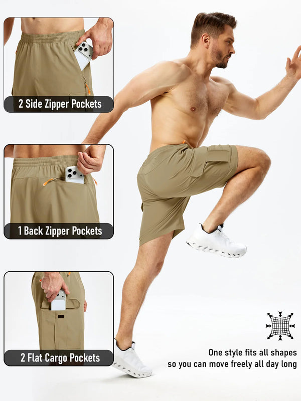 TACVASEN Men's Cargo Shorts Quick Dry Lightweight Outdoor Hiking Shorts Multi-Pocket Work Short Pants Tactical Casual Bottoms