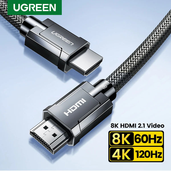 ខ្សែ UGREEN HDMI 2.1 8K 60Hz 48Gbps Earc Ultra High-Speed HDMI-Compatible សម្រាប់ Xiaomi TV Box Laptop Projector PS4 PS5