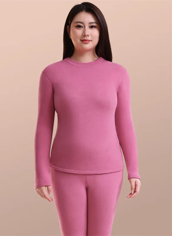 Autumn Winter New Arrival Plus Size Thermal Underwear For Women Nightwear Home Suit Thick Fleece Double Lining Warm Pajamas Set