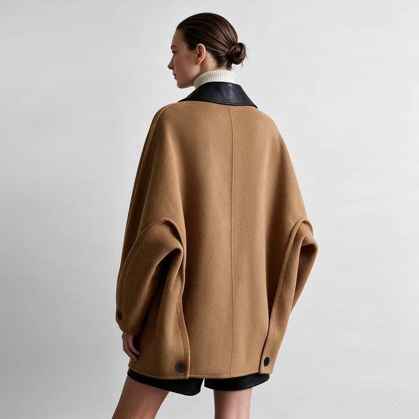 Amii Women's Wool Coat Double-Breasted Batwing Sleeve Lapel Collar Commuter Loose Woolen Jacket 2026 Woman Winter Coats 12654012