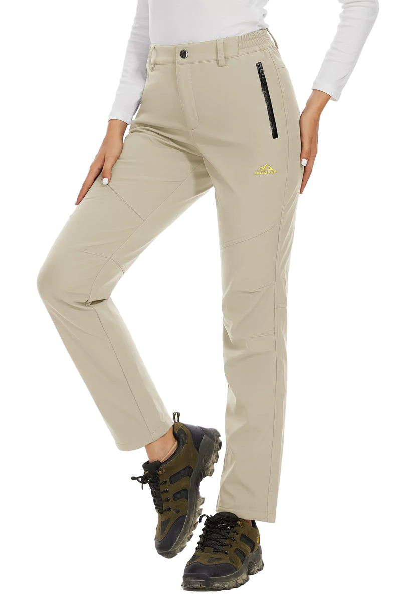 TACVASEN Women's Winter Ski Snow Softshell Fleece Lining Pants Hiking Trekking Mountain Trousers Cargo Warm Work Zipper Pockets