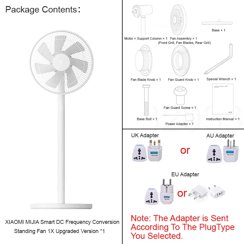 MIJIA Smart DC Frequency Conversion Standing Fan 1X Upgraded Version，Support Power Bank Power Supply，Support MIJIA APP