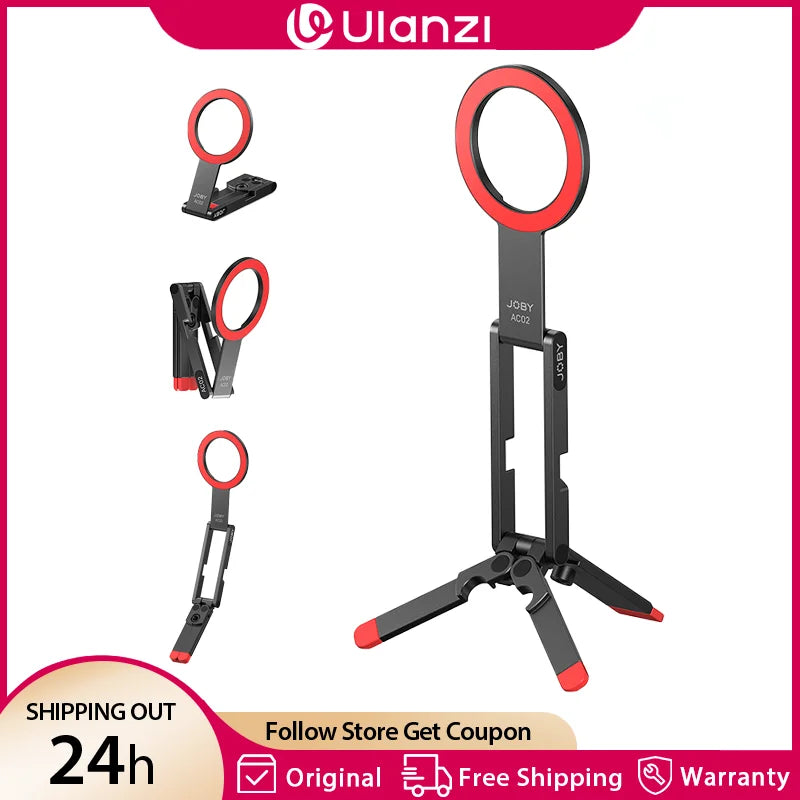 ជើងកាមេរ៉ាម៉ាញេទិក JOBY AC02 NanoPod ពីរជ្រុង ជាមួយវីស 1/4" សម្រាប់ជើងទម្រទូរស័ព្ទលើតុ សម្រាប់ iPhone 17 16 Android Vlog ការផ្សាយផ្ទាល់