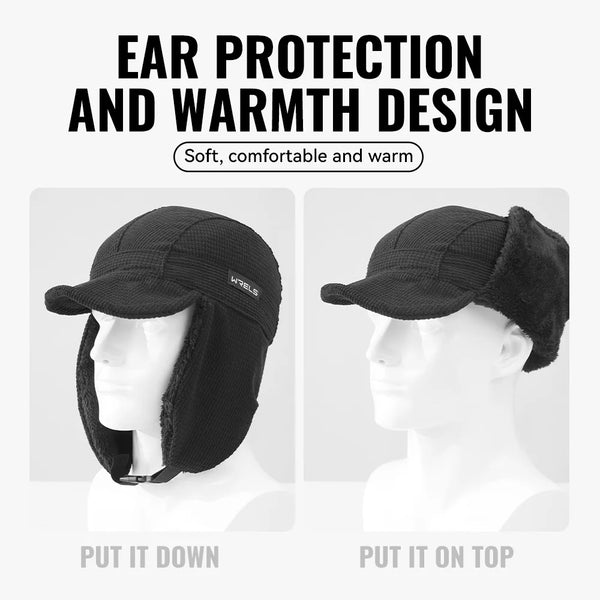 WRELS Winter Trapper Hat Windproof Warm Ear Protection Cycling Hat Cap with Ear Flaps Thick Warmer Motorcycle Hunting Hat