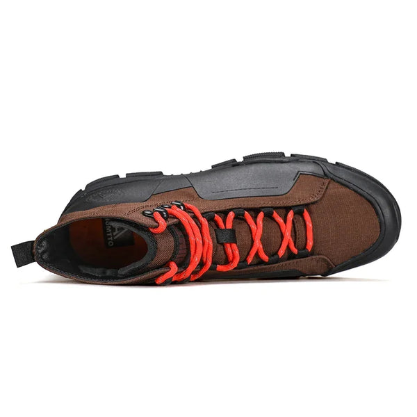 HUMTTO Breathable Boots for Men Genuine Leather Hiking Shoes Non-slip Trekking Men's Sports Shoes Winter Outdoor Safety Sneakers
