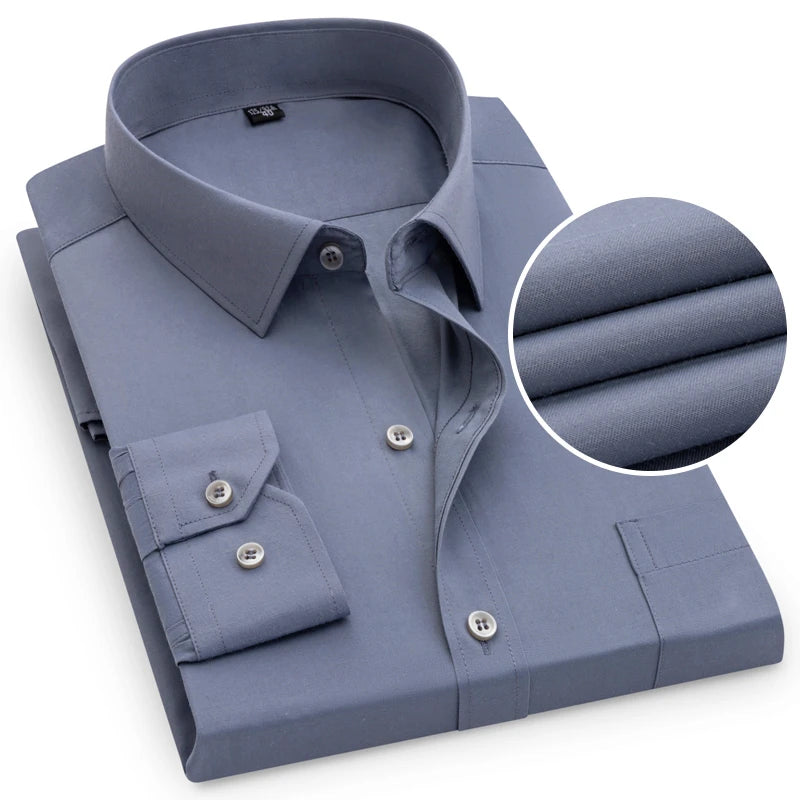 Men's Bright Red Long-sleeved Shirt, Single-breasted Square Collar Shirts Business / Wedding / Party Casual Shirt Blue White 6XL
