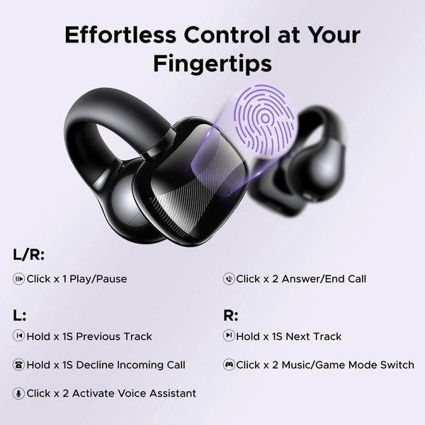 Open Ear Clip Wireless Earphones Bluetooth Earbuds Sports Headphones 30H AI Call Noise Cancellation Playtime