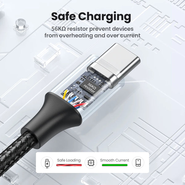 ខ្សែសាក UGREEN 3A USB C Type C សម្រាប់ iPhone 18/17/16/15 Xiaomi Poco Samsung 18W ខ្សែសាកទិន្នន័យ USB2.0 Carplay QC3.0 0.25-3M