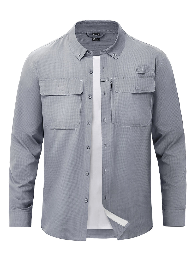 TACVASEN Button Down Fishing Shirts Mens UPF 50+ Quick Dry Long Sleeve Breathable Shirts Outdoor Work UV Sun Protection Shirts