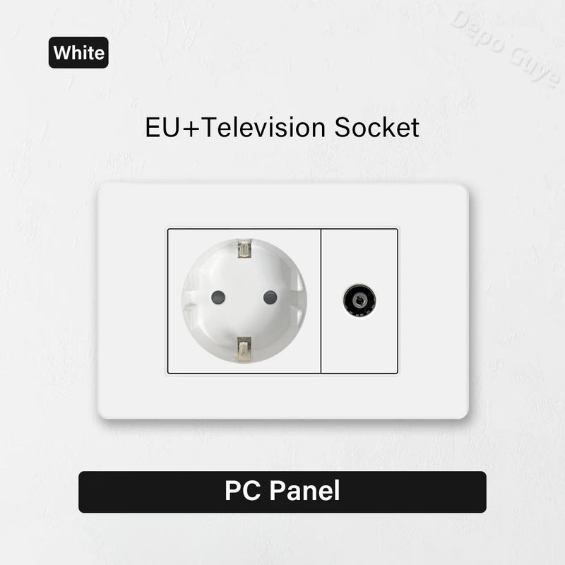 EU Korea Standard 4*2 Wall Light Switch Socket,USB Type-c 20W Fast Charger plug,1/2/3/4/Gang 2 Way Switch PC Panel Power ON OFF