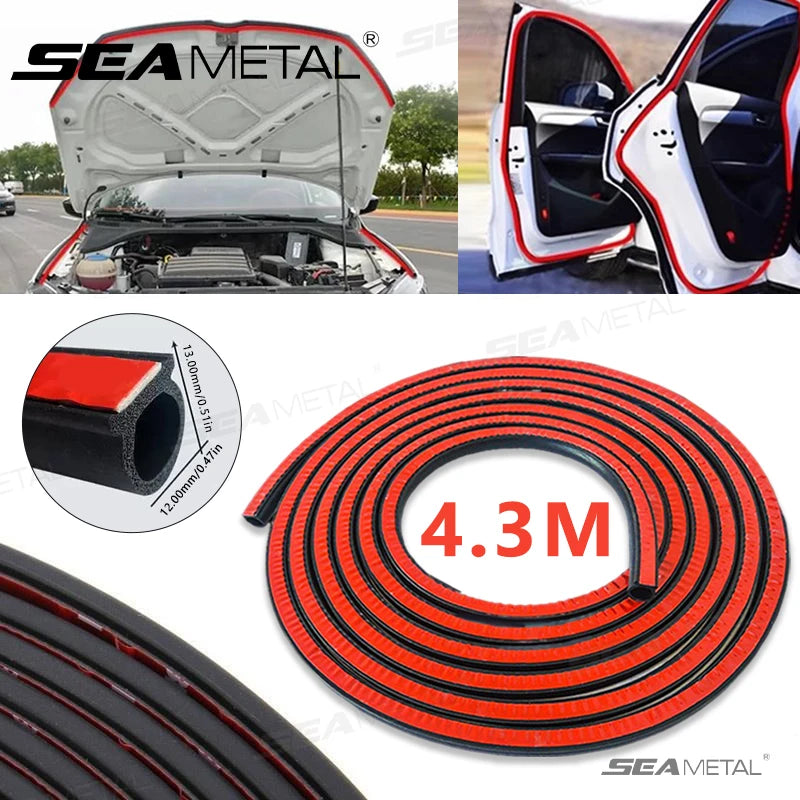 SEAMETAL Car Door Seal Strip 4.3m Auto Rubber Sealant D Type Insulation Anti-Dust Soundproofing Car Hood Trunk Weather Strips