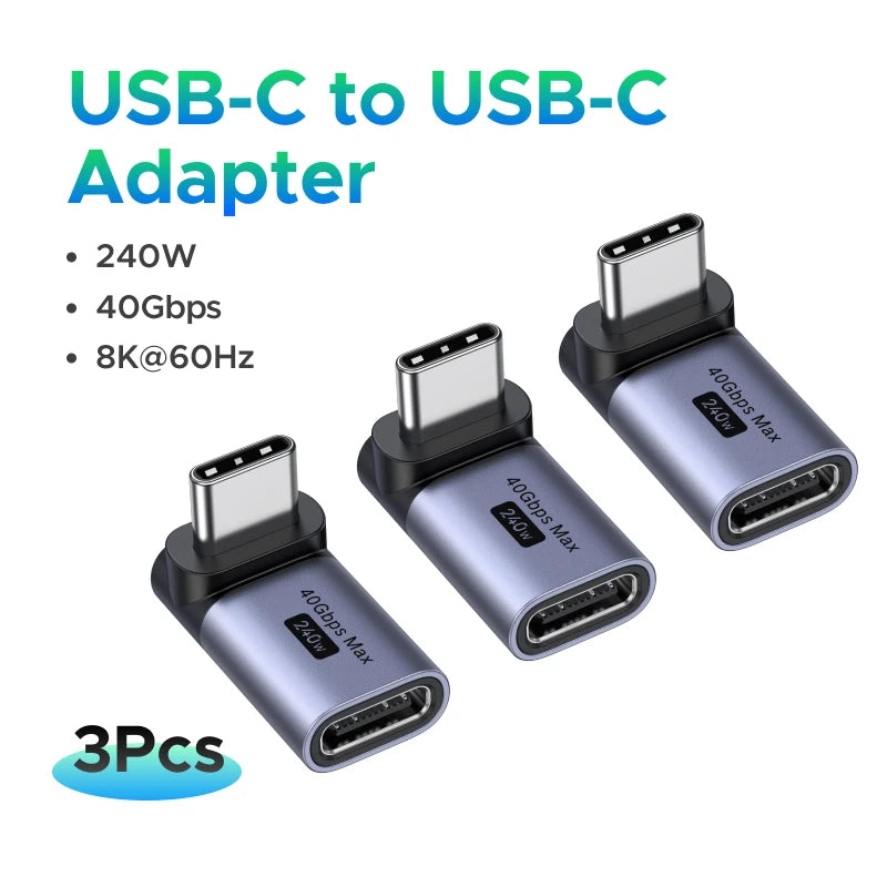 UGREEN USB-C Fmale to USB-C Male Adapter Right Angle 3PCS/2PCS Support 240W Fast Charging & 40Gbps For Macbook Ipad Phone