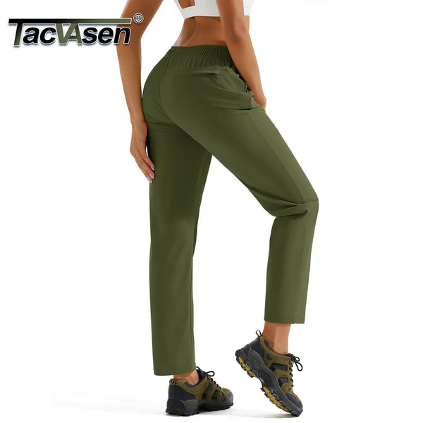 TACVASEN Women's Hiking Pants Lightweight Quick Dry UPF 50+ Water Resistant Elastic Waist Golf Travel Casual Pants Zip Pockets