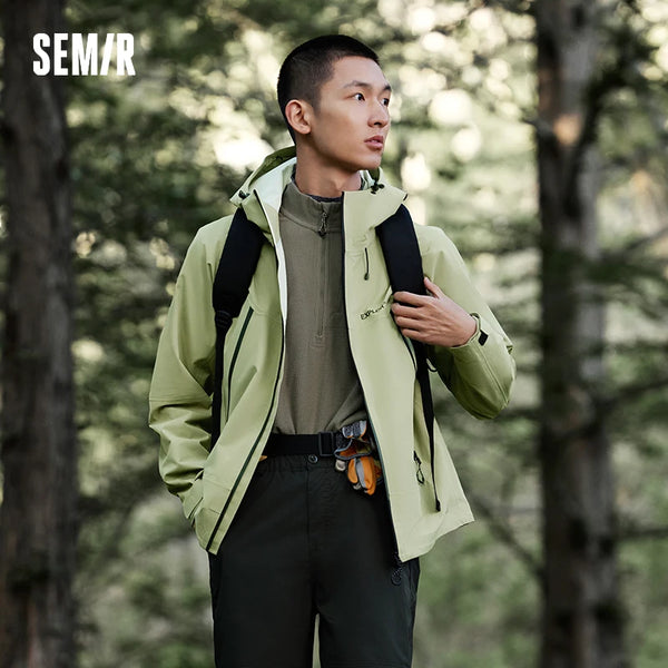អាវក្រៅបុរស Semir ការពារទឹកជ្រាប ការពារខ្យល់ ធន់នឹងស្នាមប្រឡាក់ មានមួក អាវក្រៅដៃវែងសម្រាប់ពាក់ក្រៅក្រៅសម្រាប់ធ្វើដំណើរ ឆ្នាំ២០២៦