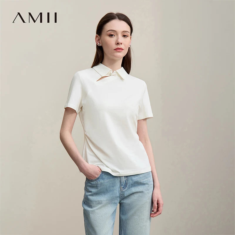 អាវយឺត Amii រដូវក្តៅឆ្នាំ ២០២៦ ស្ទីលចិនថ្មី កប្បាសយឺត អាវយឺតដៃខ្លីសម្រាប់ស្ត្រី 12622152