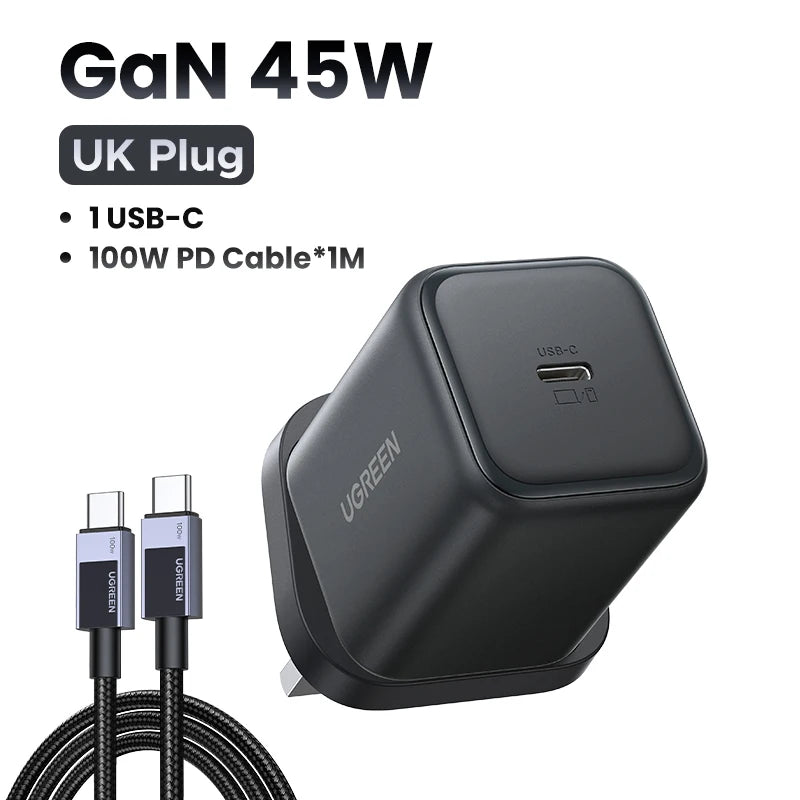 UGREEN 45W GaN Charger PD3.0 PPS QC3.0 Quick Charge For Samsung S26 S25 Ultra iPhone 18 17 16 Pro Max iPad Tablet Fast Charger