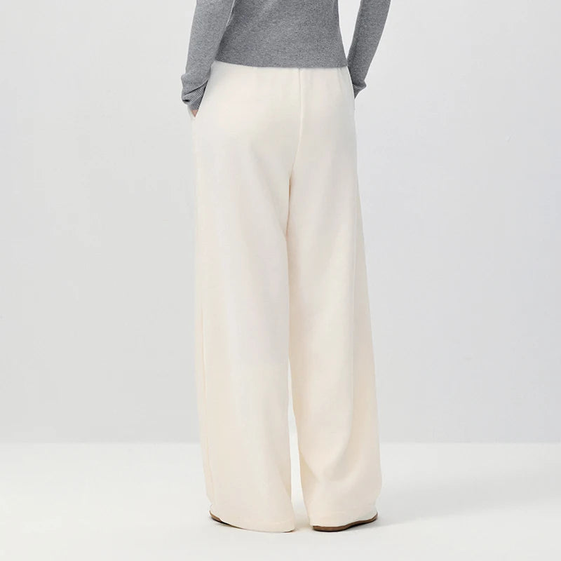 Semir Women Pants Chenille Loose Barrel Leg White 2026 Winter Casual Elegant Versatile Relaxed Everyday Style Full Length