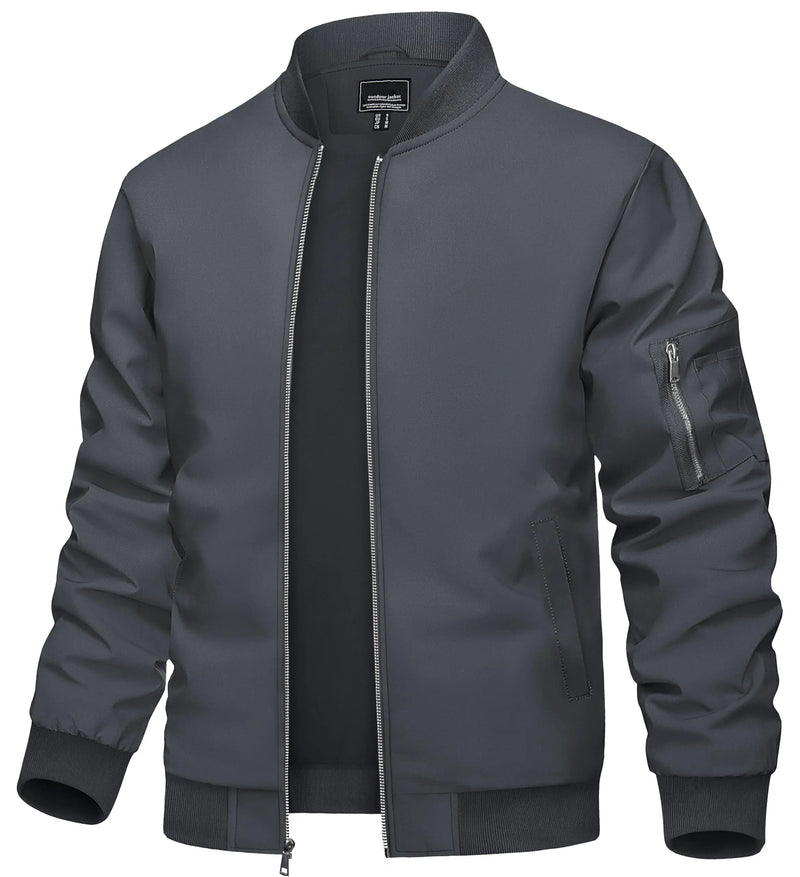 TACVASEN Men's Lightweight Windbreaker Bike Jacket Spring Autumn Casual Zip Up Coat With Pockets Fashion Streetwear Outerwear
