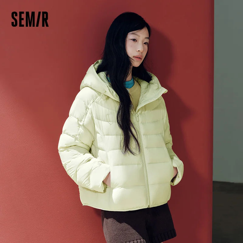 Semir Women Down Jacket 90 Percent Down Fill Water Repellent Loose Fit Hooded Versatile Quilted 2026 New Winter Daily Wear