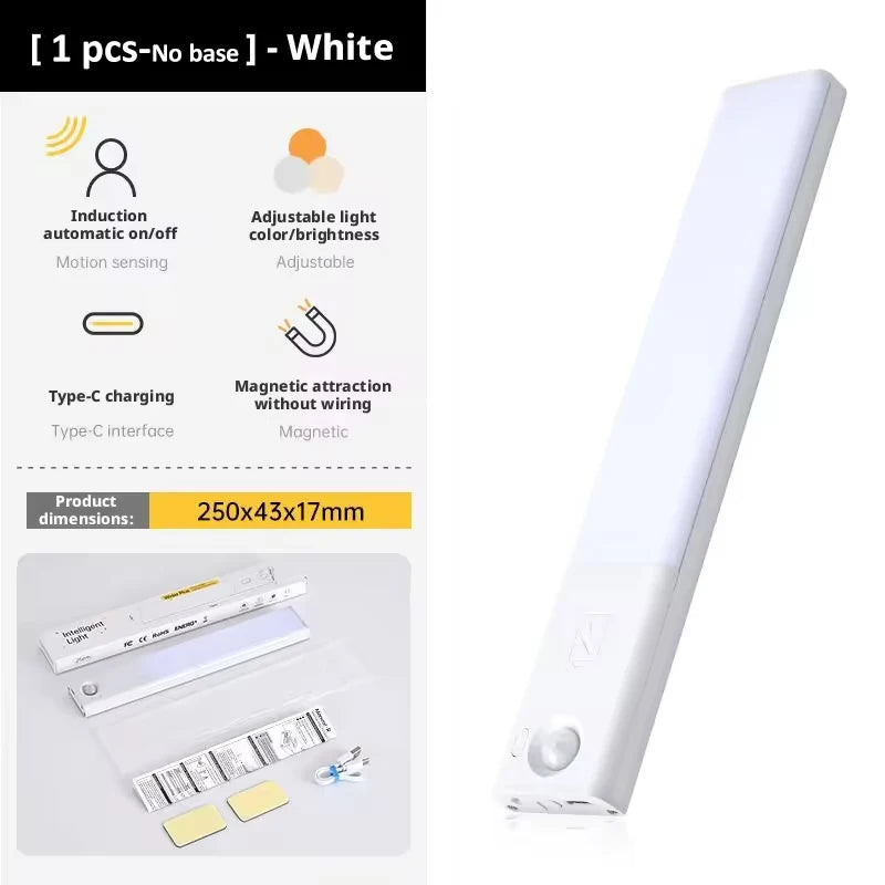 1/3pcs LED Night Light with Charging Station Dimmer USB Rechargeable Motion Sensor Under Cabinet Lights Wireless Stairs Lamp