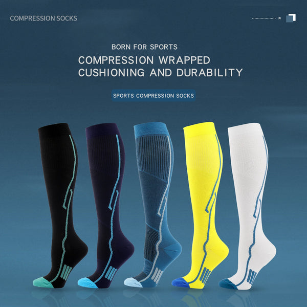 WRELS 1/2/3 Pairs Compression Socks Arch Support Athletic Socks Men Women Knee High Elastic Breathable Running Cycling Socks