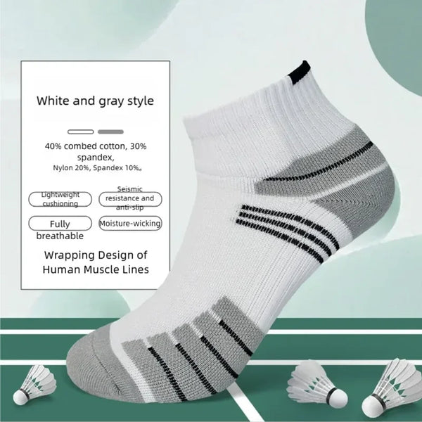 WRELS 1/2/3 Pairs Badminton Socks Cushioned Crew Athletic Socks Men Women Compression Breathable Tennis Gym Running Socks